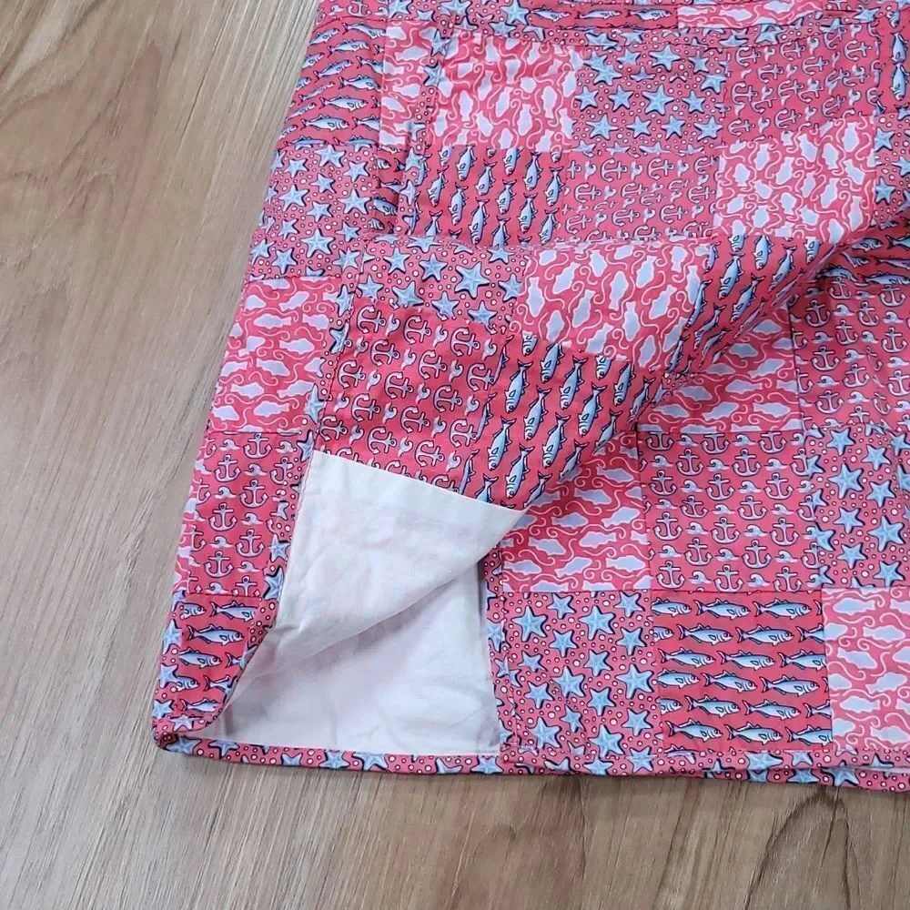 ☔️🔹️Vineyard Vines Pink & Blue Nautical Patchwork Wraparound Skirt Size 4